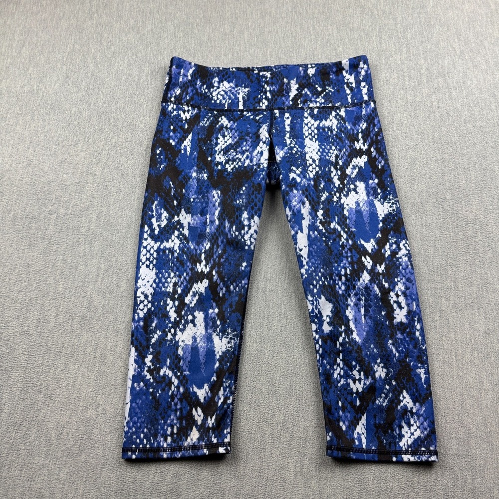 Alo Yoga Leggings Womens XS Blue  Airbrush Capri 18" Snake Print Pants Workout